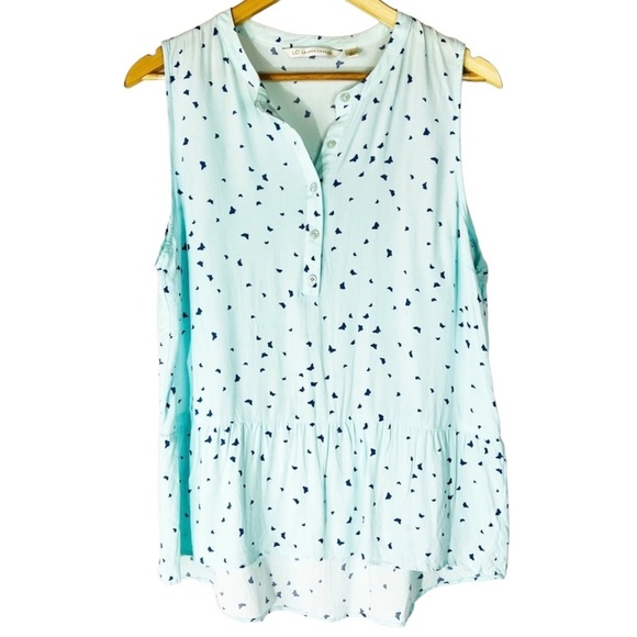 LC by Lauren Conrad Sleeveless Butterfly Print Peplum Top - Picture 2 of 7